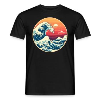 Große Welle La Grande Vague Kanagawa - T-shirt homme - noir - Devant - AI Model Male 178 light (178cm)