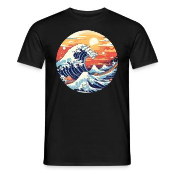 Große Welle The Great Wave Kanagawa - Men's T-Shirt - black - Front - AI Model Male 178 light (178cm)