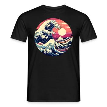 Große Welle The Great Wave Kanagawa - Männer T-Shirt - Schwarz - Vorne - AI Model Male 178 light (178cm)