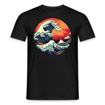 Große Welle The Great Wave Kanagawa - Men's T-Shirt - black - Front - AI Model Male 178 light (178cm)