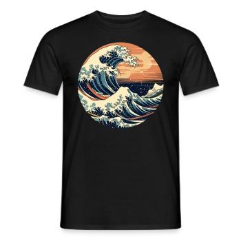 Große Welle The Great Wave Kanagawa - Men's T-Shirt - black - Front - AI Model Male 178 light (178cm)