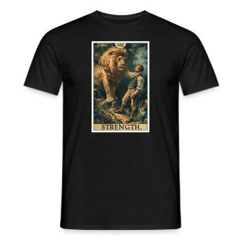 Tarotkarten Tarotkarte Strength Kraft - Männer T-Shirt - Schwarz - Vorne - AI Model Male 178 light (178cm)