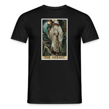 Carte de Tarot Carte de Tarot L’Ermite L’Ermite - T-shirt homme - noir - Devant - AI Model Male 178 light (178cm)
