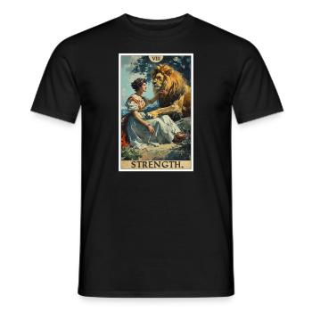 Tarotkarten Tarotkarte Strength Kraft - Männer T-Shirt - Schwarz - Vorne - AI Model Male 178 light (178cm)
