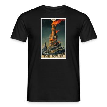 Cartes de tarot Carte de tarot La Tour La Tour - T-shirt homme - noir - Devant - AI Model Male 178 light (178cm)
