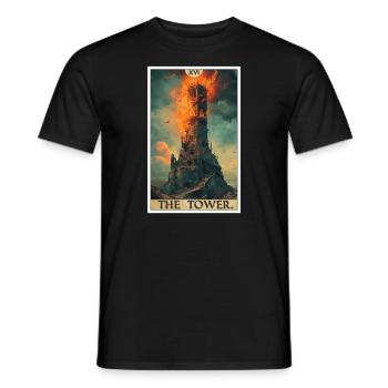 Tarotkarten Tarotkarte The Tower Der Turm - Männer T-Shirt - Schwarz - Vorne - AI Model Male 178 light (178cm)