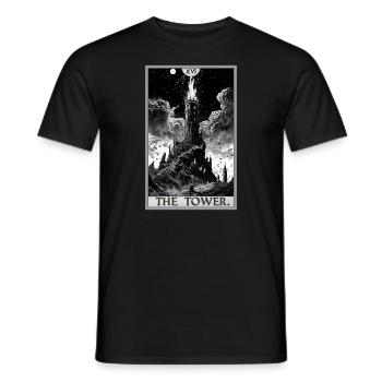 Cartes de tarot Carte de tarot La Tour La Tour - T-shirt homme - noir - Devant - AI Model Male 178 light (178cm)