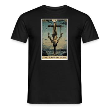Cartes de tarot Carte de tarot Le Pendu - T-shirt homme - noir - Devant - AI Model Male 178 light (178cm)