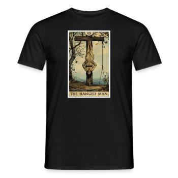 Cartes de tarot Carte de tarot Le Pendu - T-shirt homme - noir - Devant - AI Model Male 178 light (178cm)