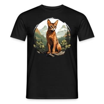 Chat d’Abyssinie Abessinierkatze - T-shirt homme - noir - Devant - AI Model Male 178 light (178cm)