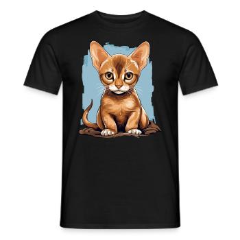 Chat d’Abyssinie Abessinierkatze - T-shirt homme - noir - Devant - AI Model Male 178 light (178cm)