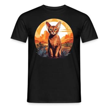 Chat d’Abyssinie Abessinierkatze - T-shirt homme - noir - Devant - AI Model Male 178 light (178cm)