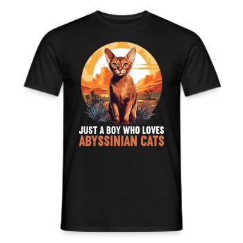 Chat d’Abyssinie Abessinierkatze - T-shirt homme - noir - Devant - AI Model Male 178 light (178cm)