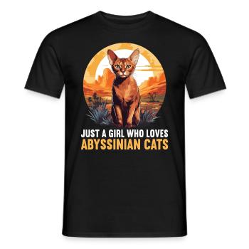 Chat d’Abyssinie Abessinierkatze - T-shirt homme - noir - Devant - AI Model Male 178 light (178cm)