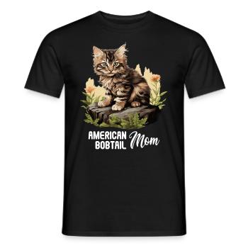 Cat Cats American Bobtail - Men's T-Shirt - black - Front - AI Model Male 178 light (178cm)