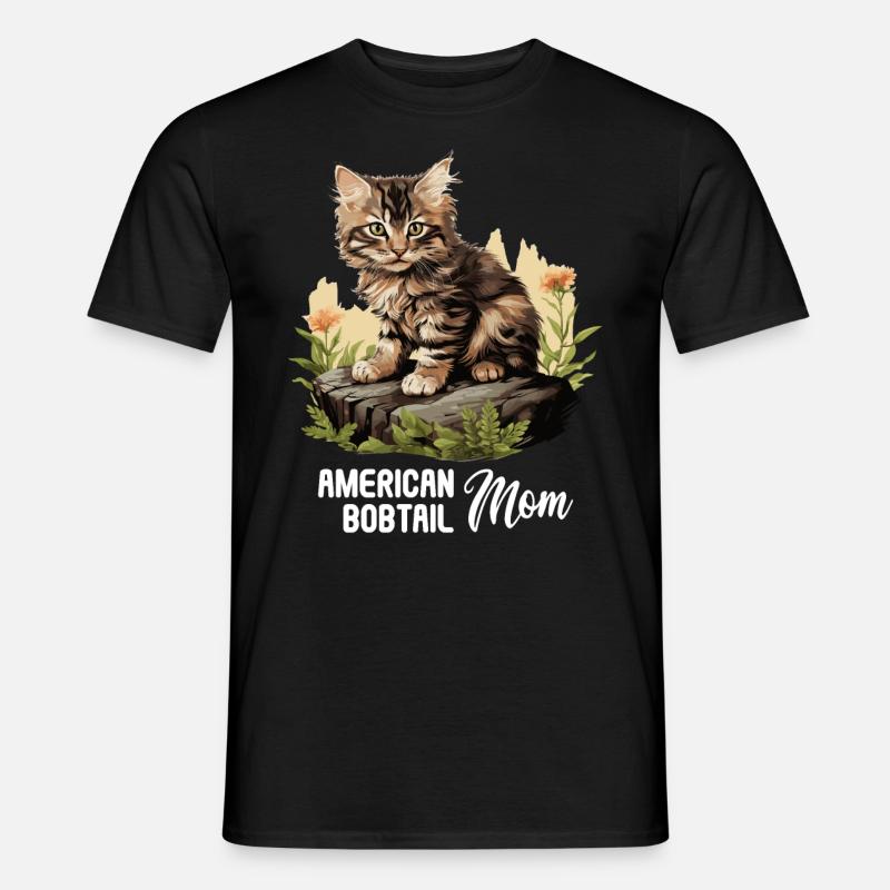 Cat Katzen American Bobtail - Männer T-Shirt - Schwarz