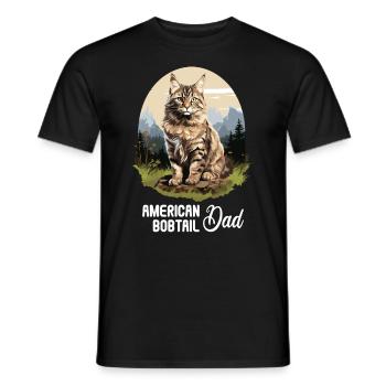 Chat Chats American Bobtail - T-shirt homme - noir - Devant - AI Model Male 178 light (178cm)