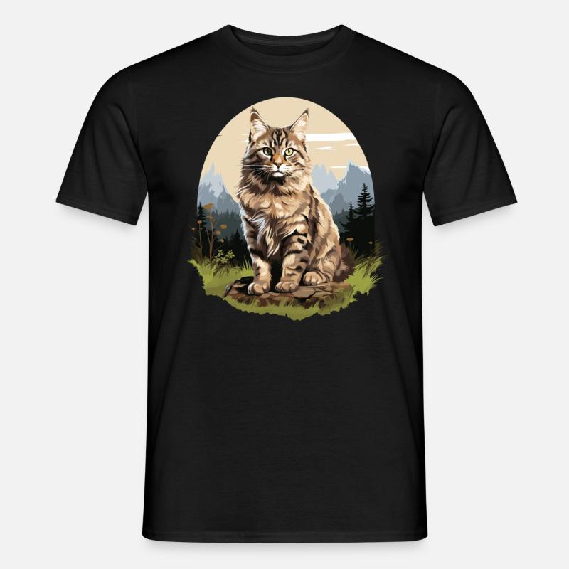 Cat Katzen American Bobtail - Männer T-Shirt - Schwarz