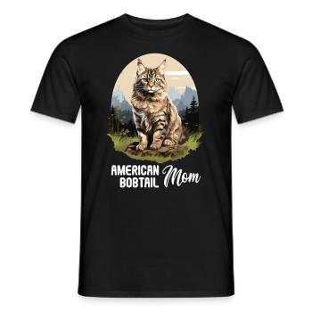 Chat Chats American Bobtail - T-shirt homme - noir - Devant - AI Model Male 178 light (178cm)