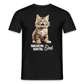 Chat Chats American Bobtail - T-shirt homme - noir - Devant - AI Model Male 178 light (178cm)