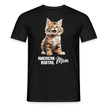 Chat Chats American Bobtail - T-shirt homme - noir - Devant - AI Model Male 178 light (178cm)