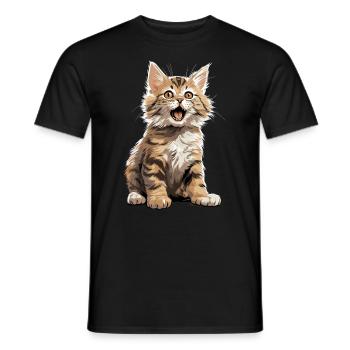 Chat Chats American Bobtail - T-shirt homme - noir - Devant - AI Model Male 178 light (178cm)
