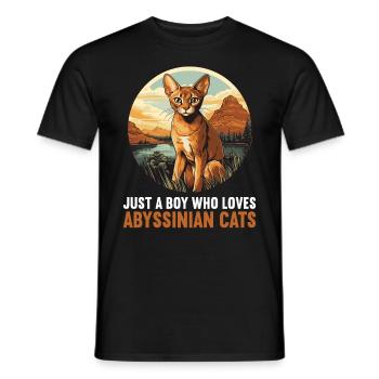 Chat d’Abyssinie Abessinierkatze - T-shirt homme - noir - Devant - AI Model Male 178 light (178cm)
