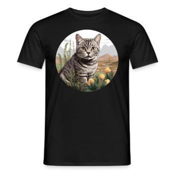 Chat Chats American Shorthair - T-shirt homme - noir - Devant - AI Model Male 178 light (178cm)