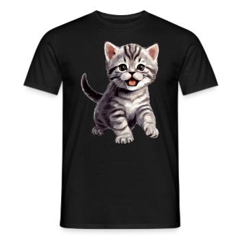 Chat Chats American Shorthair - T-shirt homme - noir - Devant - AI Model Male 178 light (178cm)