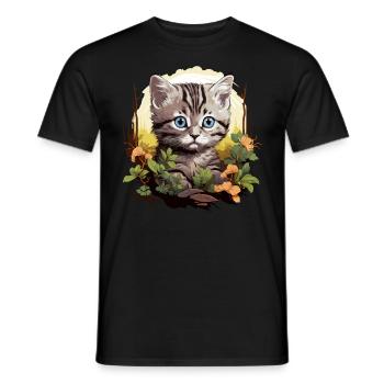 Chat Chats American Shorthair - T-shirt homme - noir - Devant - AI Model Male 178 light (178cm)