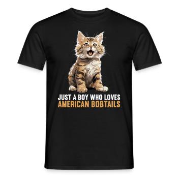 Chat Chats American Bobtail - T-shirt homme - noir - Devant - AI Model Male 178 light (178cm)