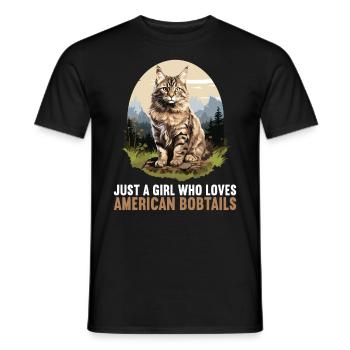 Chat Chats American Bobtail - T-shirt homme - noir - Devant - AI Model Male 178 light (178cm)