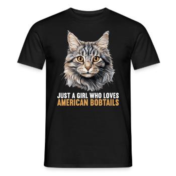 Chat Chats American Bobtail - T-shirt homme - noir - Devant - AI Model Male 178 light (178cm)