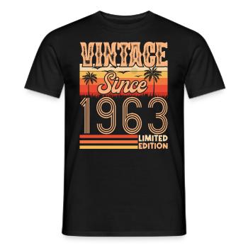 anniversaire 1963. Vintage né en 1963 anniversaire - T-shirt homme - noir - Devant - AI Model Male 178 light (178cm)
