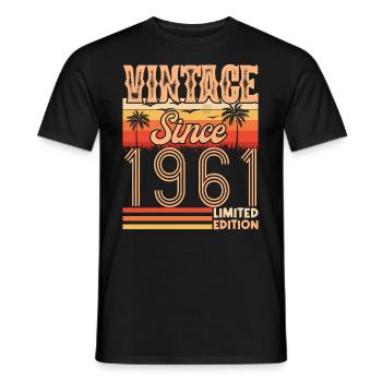 anniversaire 1961. Vintage né en 1961 anniversaire - T-shirt homme - noir - Devant - AI Model Male 178 light (178cm)