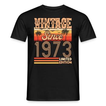 anniversaire 1973. Vintage né en 1973 anniversaire - T-shirt homme - noir - Devant - AI Model Male 178 light (178cm)