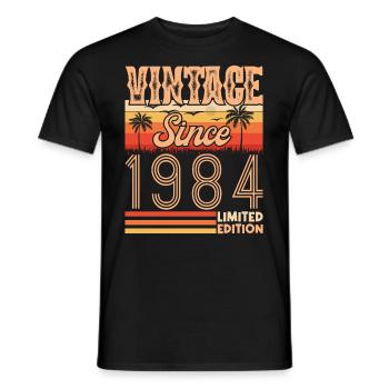 anniversaire 1984. Vintage né en 1984 anniversaire - T-shirt homme - noir - Devant - AI Model Male 178 light (178cm)