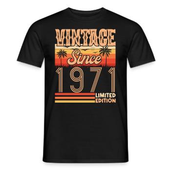 anniversaire 1971. Vintage né en 1971 anniversaire - T-shirt homme - noir - Devant - AI Model Male 178 light (178cm)