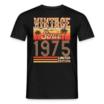 anniversaire 1975. Vintage né en 1975 anniversaire - T-shirt homme - noir - Devant - AI Model Male 178 light (178cm)