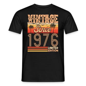 1976. Vintage Born in 1976 Birthday - Men's T-Shirt - black - Front - AI Model Male 178 light (178cm)