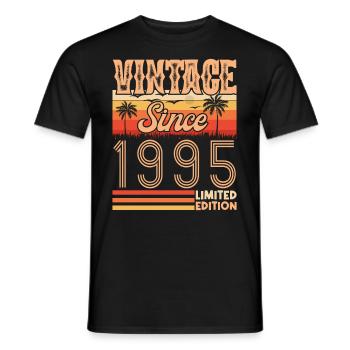 1995. Vintage Born in 1995 Anniversary - Men's T-Shirt - black - Front - AI Model Male 178 light (178cm)