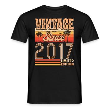 2017 anniversary. Vintage Born in 2017 Birthday - Men's T-Shirt - black - Front - AI Model Male 178 light (178cm)