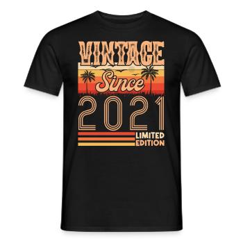 anniversaire 2021. Vintage né en 2021 anniversaire - T-shirt homme - noir - Devant - AI Model Male 178 light (178cm)