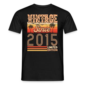 anniversaire 2015. Vintage né en 2015 anniversaire - T-shirt homme - noir - Devant - AI Model Male 178 light (178cm)