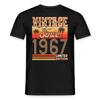 anniversaire 1967. Vintage né en 1967 anniversaire - T-shirt homme - noir - Devant - AI Model Male 178 light (178cm)