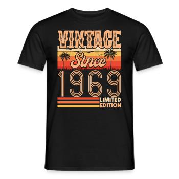anniversaire 1969. Vintage né en 1969 anniversaire - T-shirt homme - noir - Devant - AI Model Male 178 light (178cm)