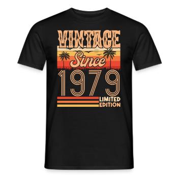 1979. Vintage Born in 1979 Birthday - Men's T-Shirt - black - Front - AI Model Male 178 light (178cm)
