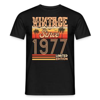 1977. Vintage Born in 1977 Birthday - Men's T-Shirt - black - Front - AI Model Male 178 light (178cm)
