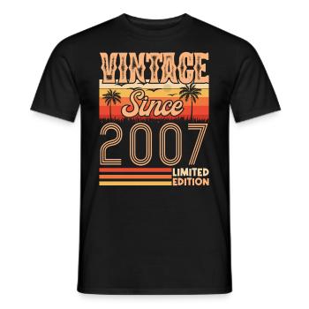 2007. Vintage Born in 2007 Birthday - Men's T-Shirt - black - Front - AI Model Male 178 light (178cm)