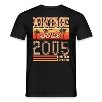 2005. Vintage Born in 2005 Anniversary - Men's T-Shirt - black - Front - AI Model Male 178 light (178cm)
